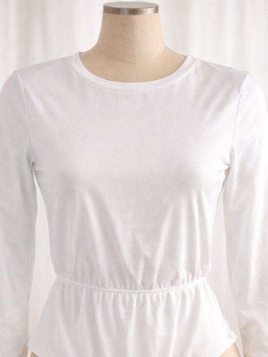 Mangopop Tops - MANGOPOP White Long Sleeve Crew Neck Bodysuit XL